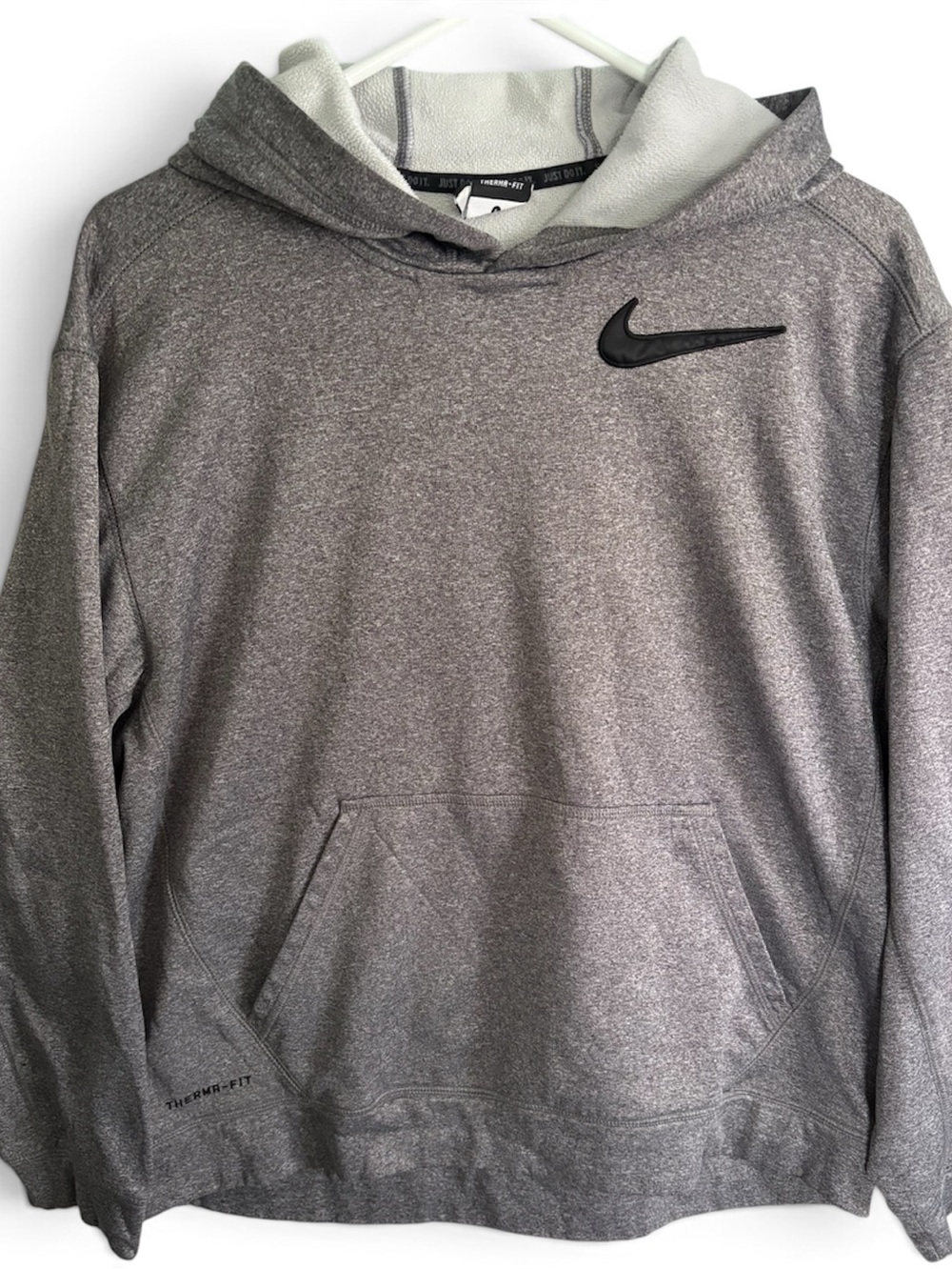 Nike Therma-FIT Grey Pullover Hoodie Adult Large Athletic Swoosh